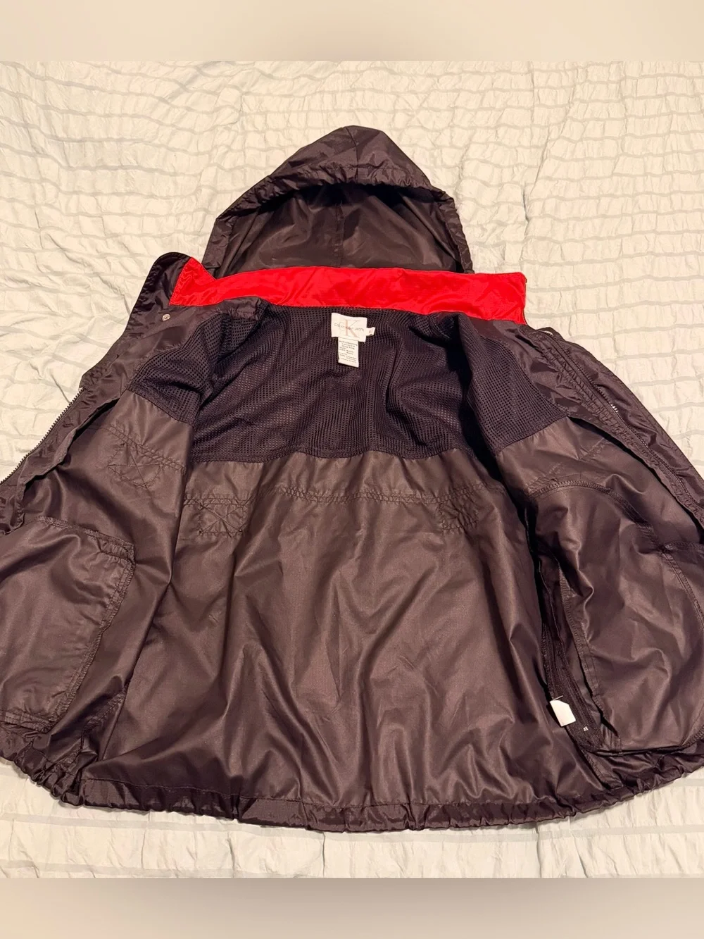 Calvin Klein Jeans Vintage 90’s Black Nylon Hooded Windbreaker Mens Size XL